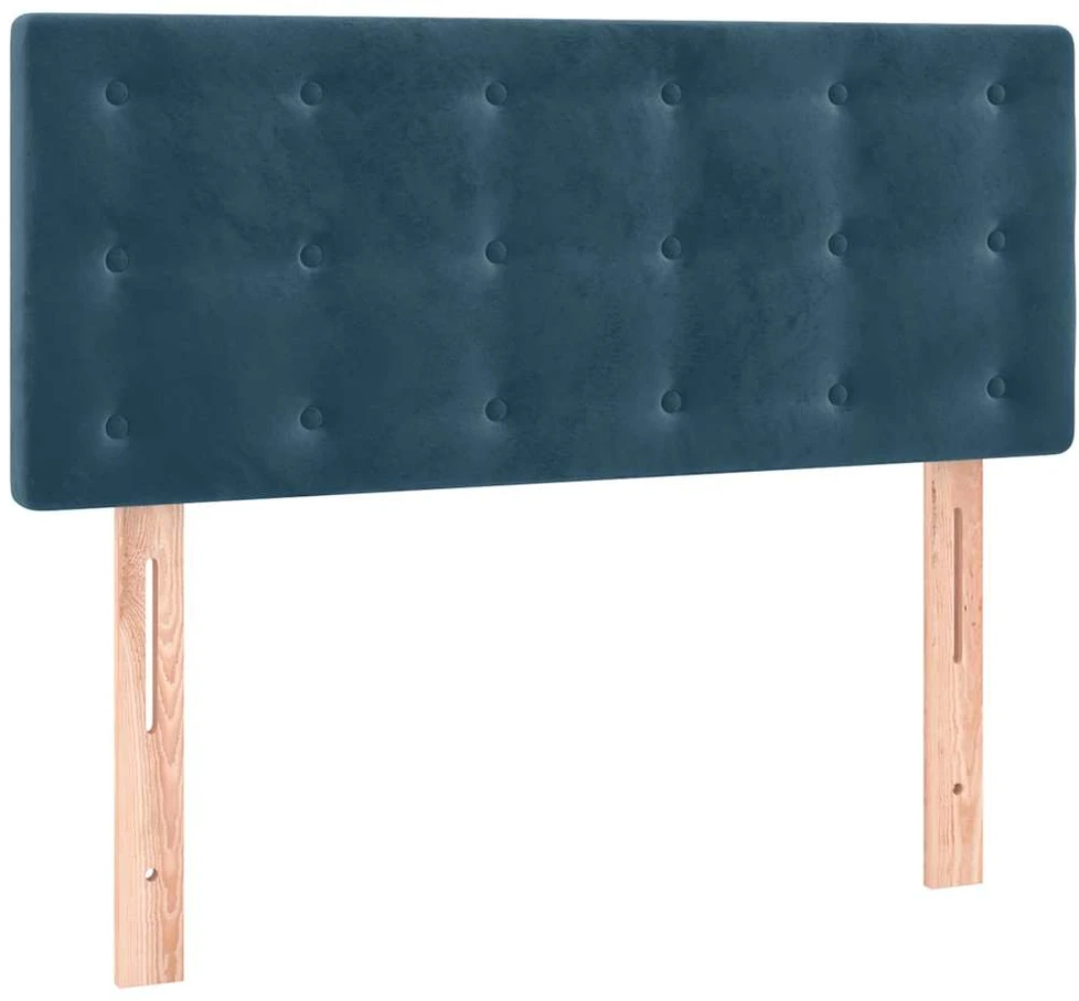 Lova su spyruoklėmis ir čiužiniu, mėlyna, 100x200 cm, aksomas