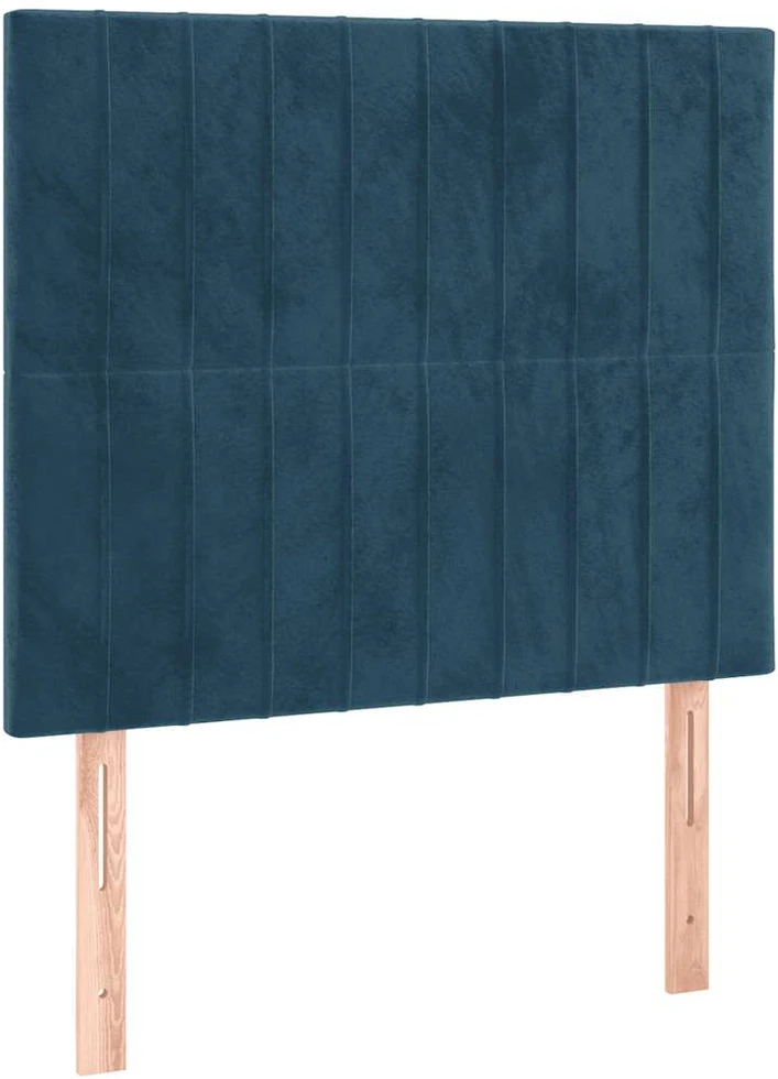Lova su spyruoklėmis ir čiužiniu, mėlyna, 80x200cm, aksomas