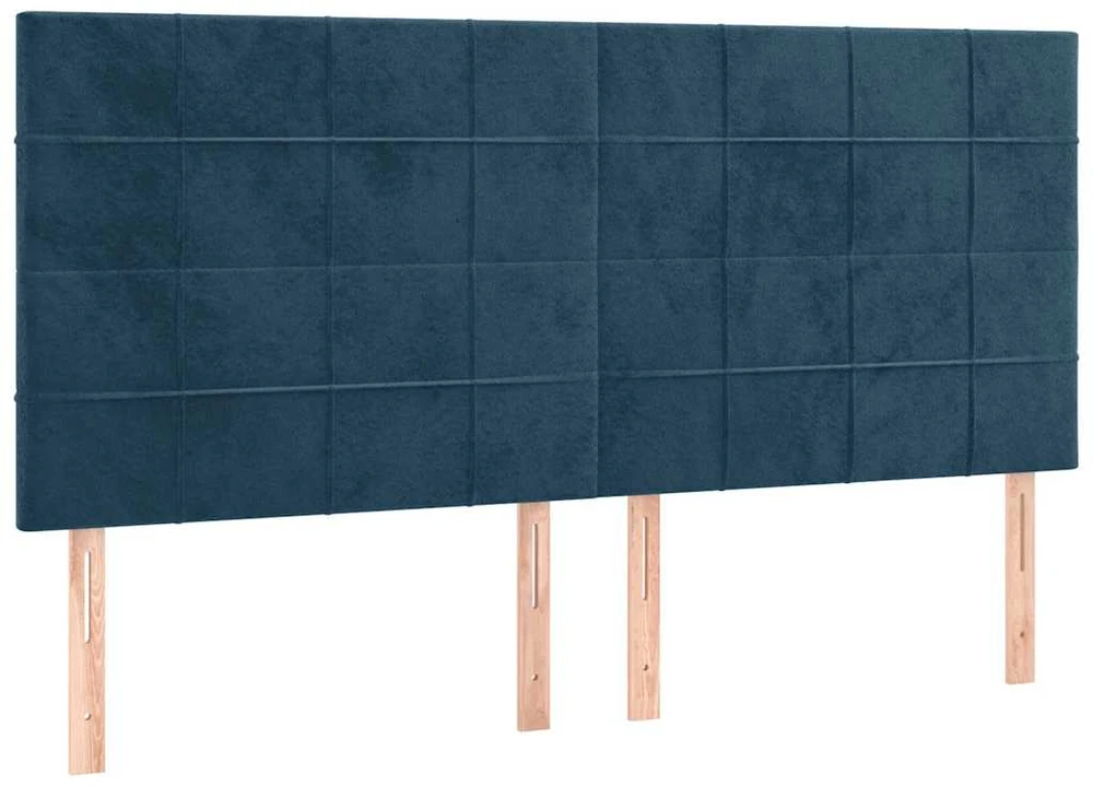 Lova su spyruoklėmis ir čiužiniu, mėlyna, 200x200 cm, aksomas