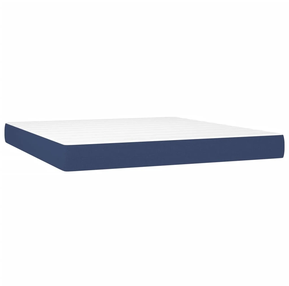 Lova su spyruoklėmis ir čiužiniu, mėlyna, 160x200 cm, audinys