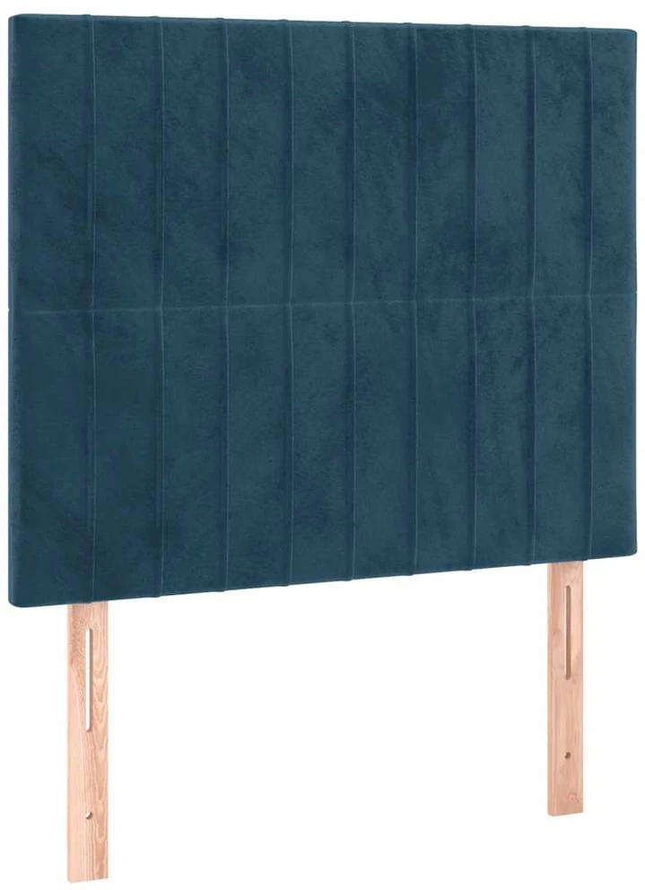 Lova su spyruoklėmis ir čiužiniu, mėlyna,90x200 cm, aksomas