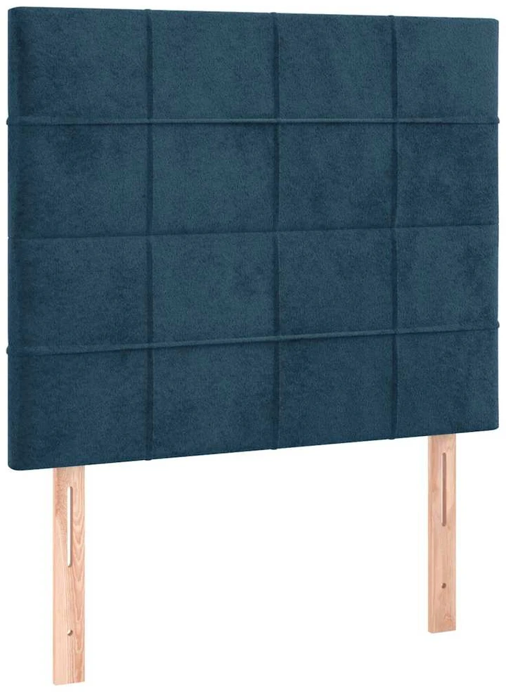Lova su spyruoklėmis ir čiužiniu, mėlyna,90x200 cm, aksomas