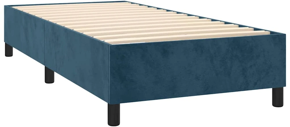 Lova su spyruoklėmis ir čiužiniu, mėlyna,90x200 cm, aksomas