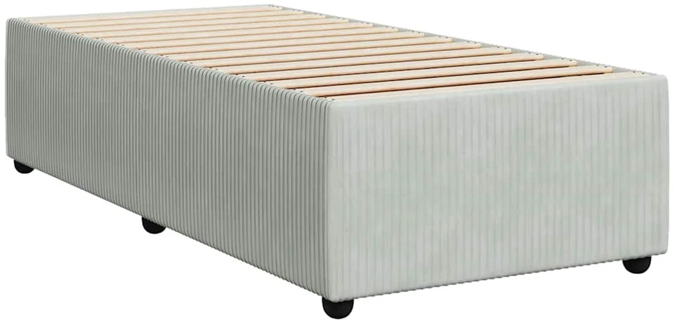 Lova su spyruoklėmis ir čiužiniu, pilka, 80x200cm, aksomas
