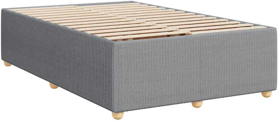 Lova su spyruoklėmis ir čiužiniu, pilka, 120x200cm, audinys