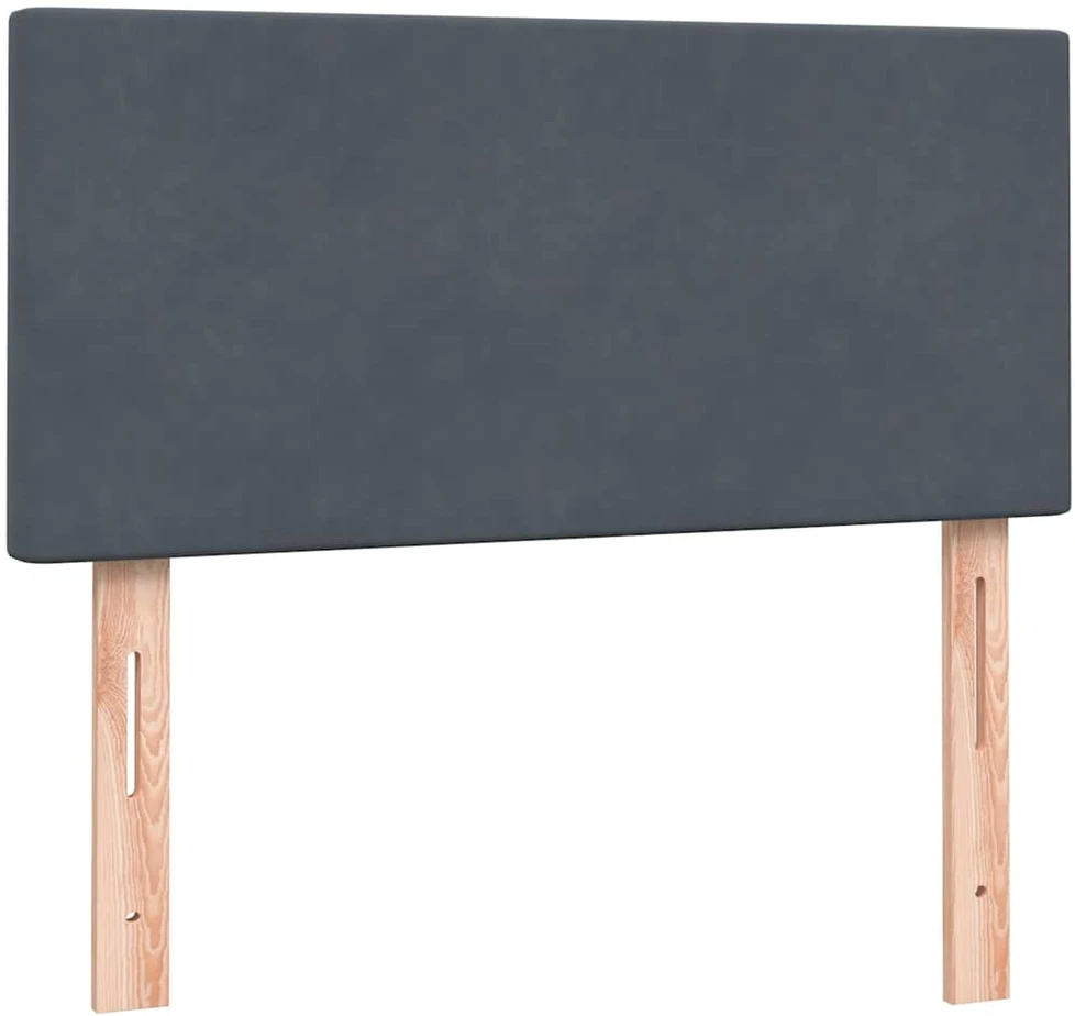 Lova su spyruoklėmis ir čiužiniu, pilka, 80x210 cm, aksomas