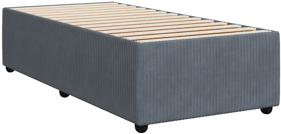 Lova su spyruoklėmis ir čiužiniu, pilka, 80x200cm, aksomas