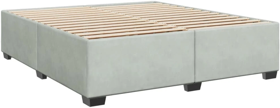 Lova su spyruoklėmis ir čiužiniu, pilka, 180x200 cm, aksomas