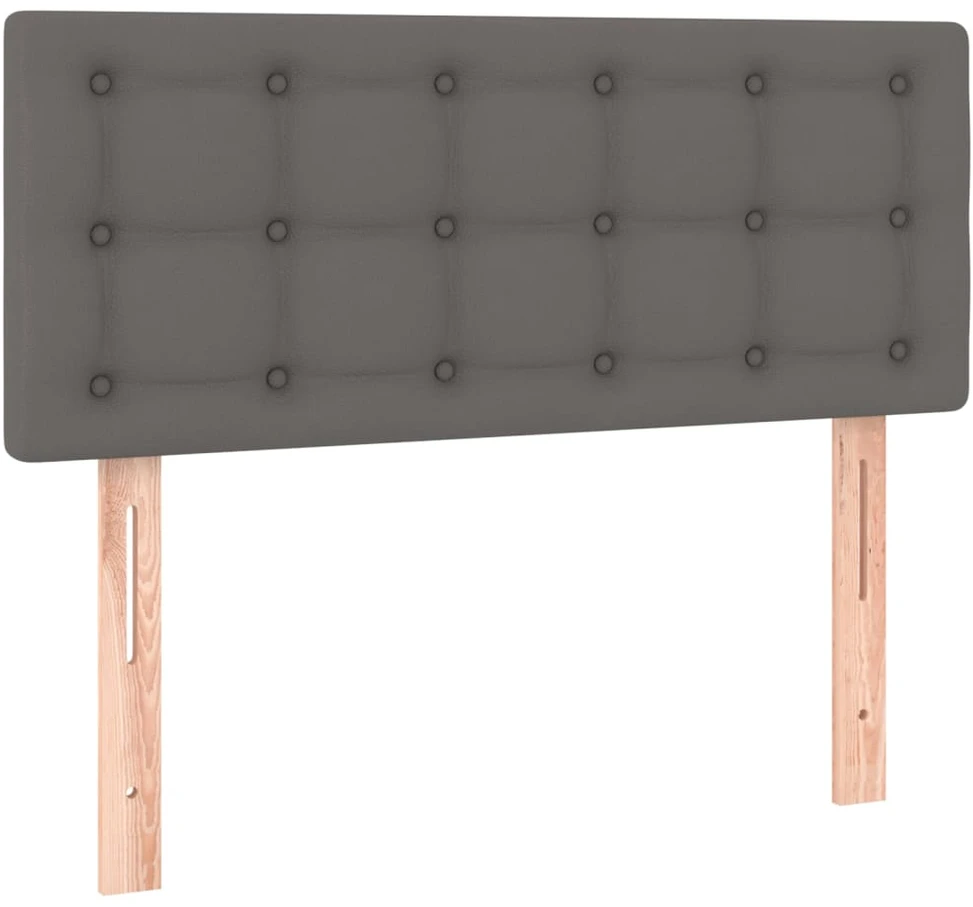 Lova su spyruoklėmis ir čiužiniu, pilka, 90x200cm, dirbtinė oda