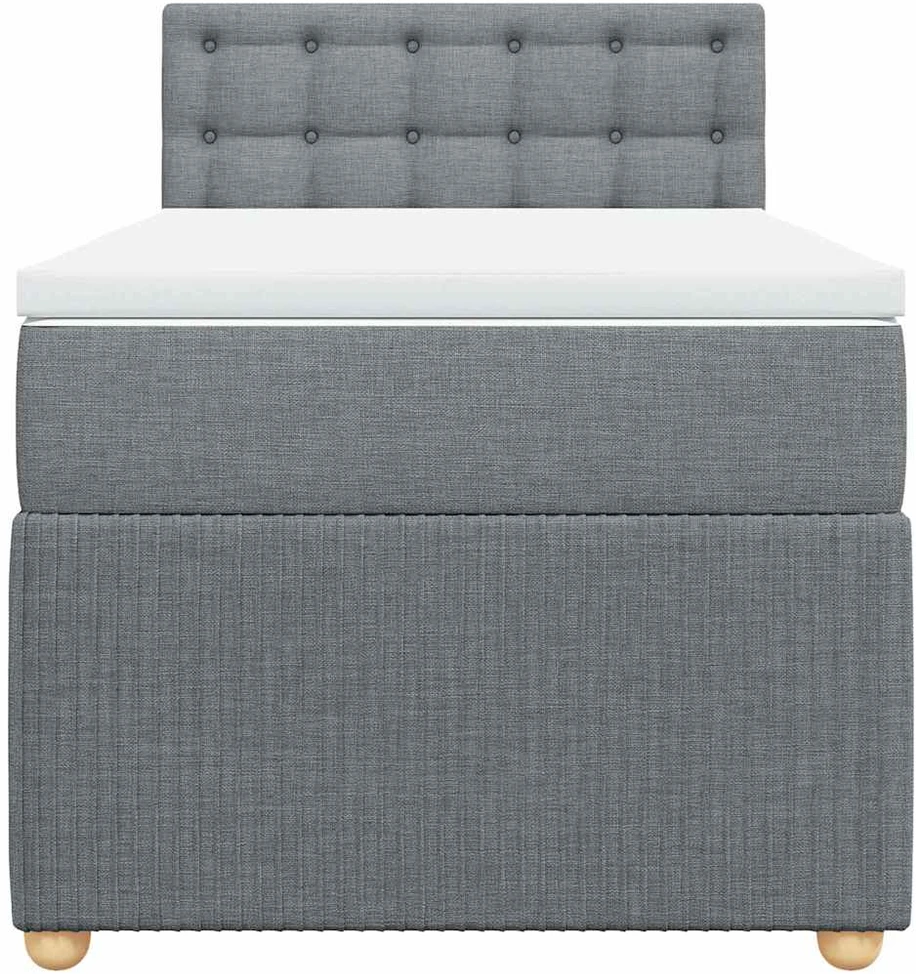 Lova su spyruoklėmis ir čiužiniu, pilka, 80x200cm, audinys