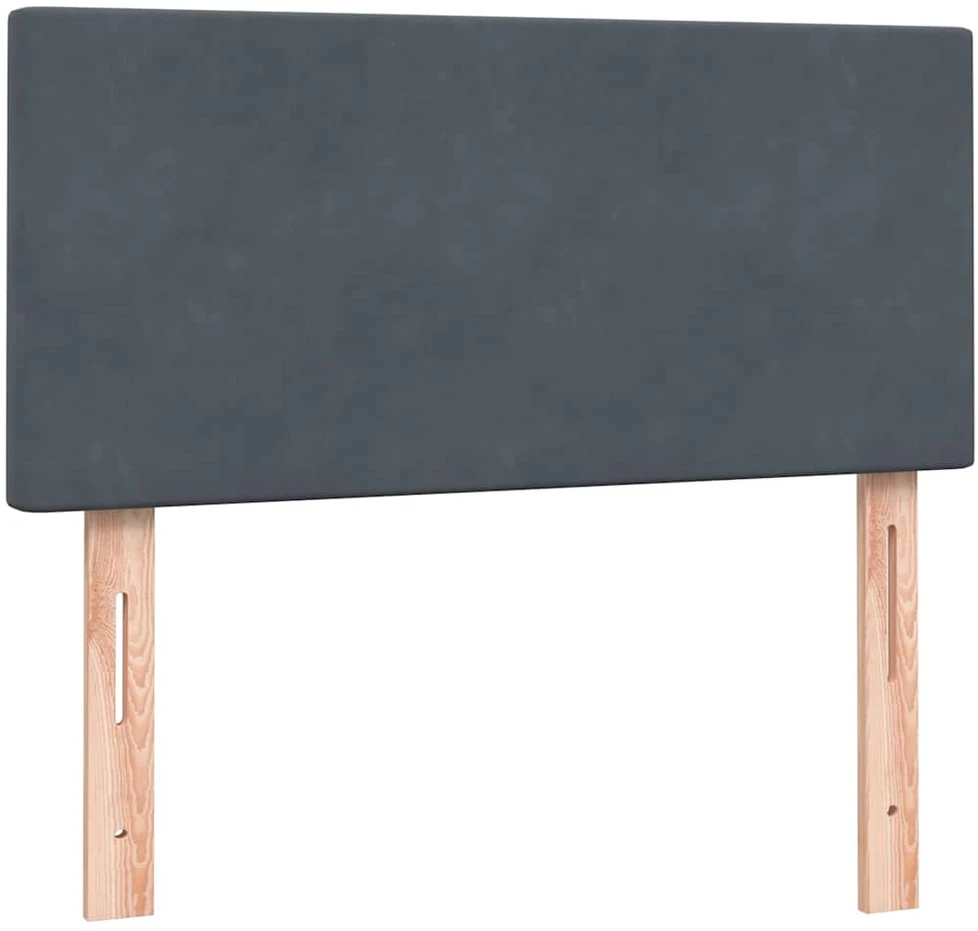 Lova su spyruoklėmis ir čiužiniu, pilka, 80x210 cm, aksomas