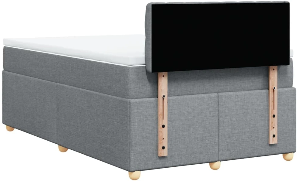 Lova su spyruoklėmis ir čiužiniu, pilka, 120x200cm, audinys