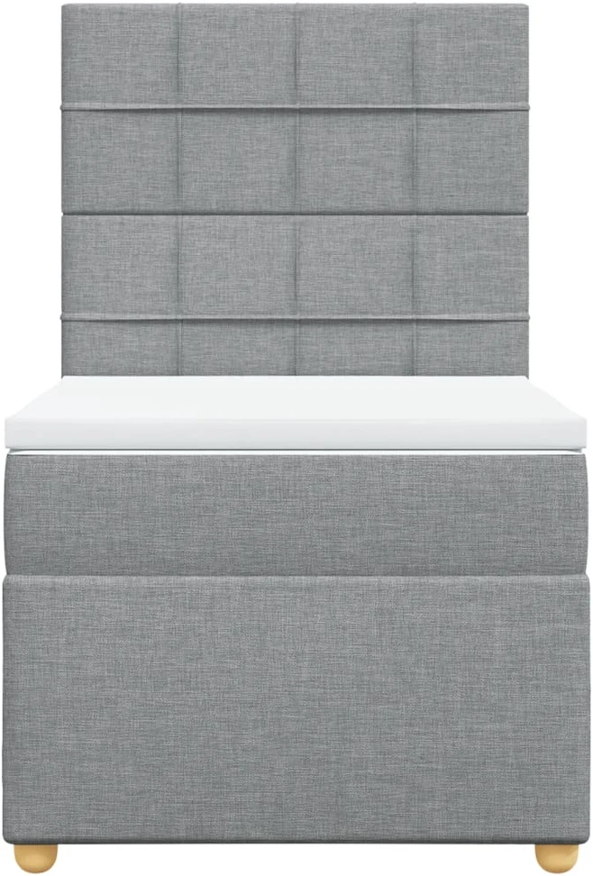 Lova su spyruoklėmis ir čiužiniu, pilka, 90x200 cm, audinys