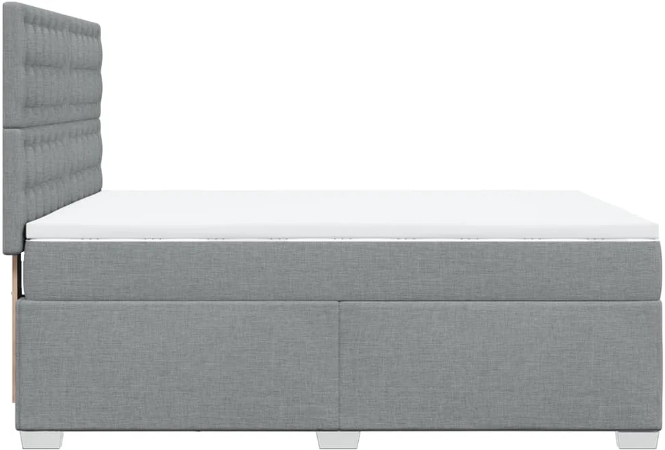 Lova su spyruoklėmis ir čiužiniu, pilka, 140x200cm, audinys