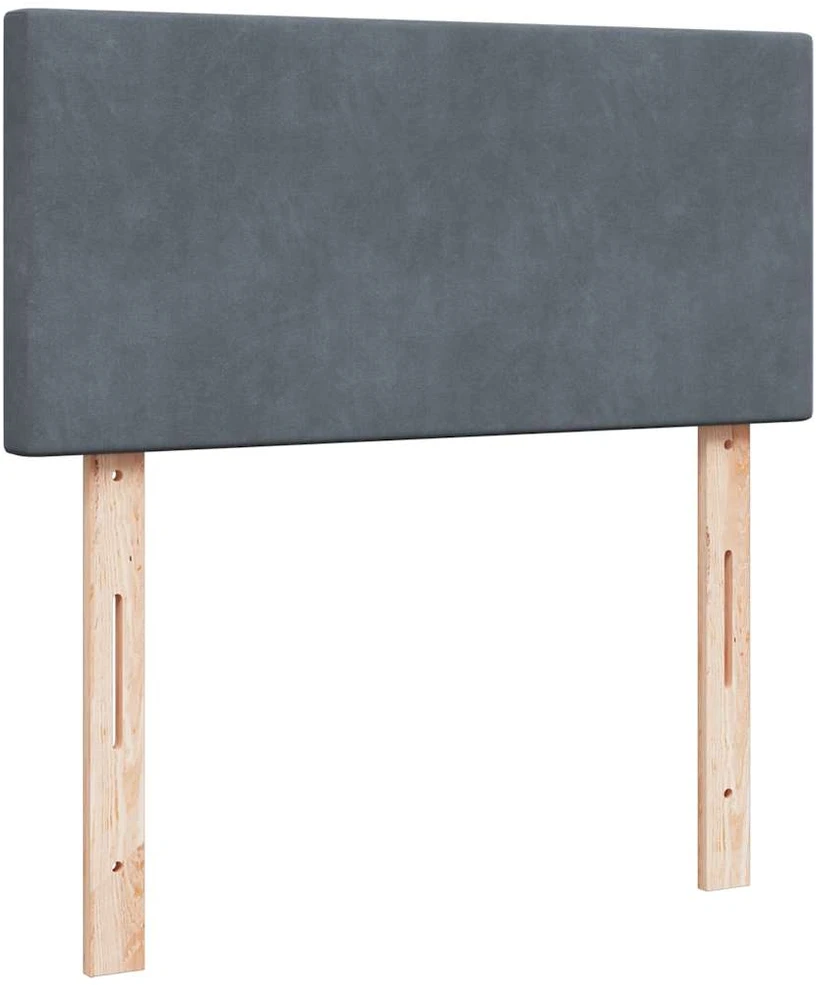 Lova su spyruoklėmis ir čiužiniu, pilka, 100x200 cm, aksomas