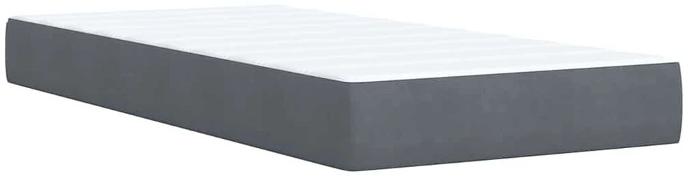 Lova su spyruoklėmis ir čiužiniu, pilka, 100x200 cm, aksomas