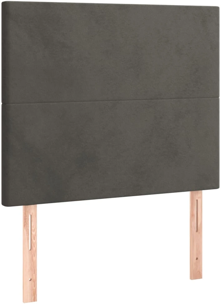 Lova su spyruoklėmis ir čiužiniu, pilka, 100x200 cm, aksomas