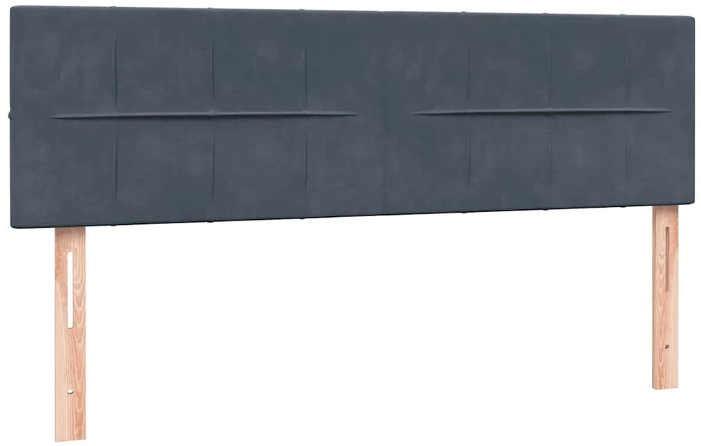 Lova su spyruoklėmis ir čiužiniu, pilka, 160x210 cm, aksomas