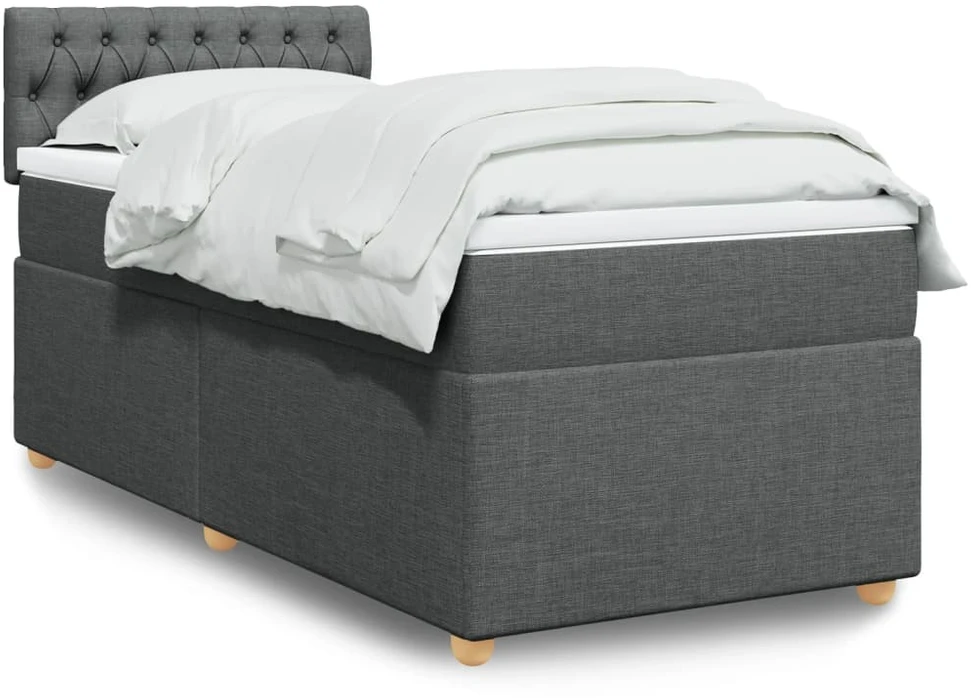 Lova su spyruoklėmis ir čiužiniu, pilka, 100x200cm, audinys