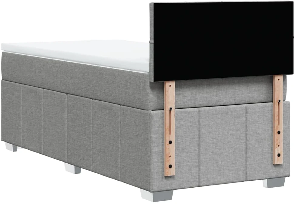 Lova su spyruoklėmis ir čiužiniu, pilka, 90x190 cm, audinys