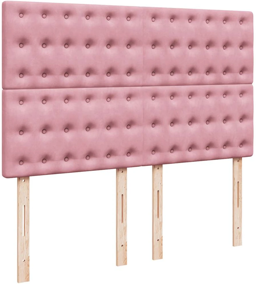 Lova su spyruoklėmis ir čiužiniu, rožinė, 140x200 cm, aksomas