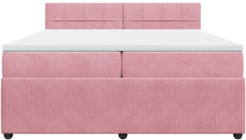 Lova su spyruoklėmis ir čiužiniu, rožinė, 200x200 cm, aksomas