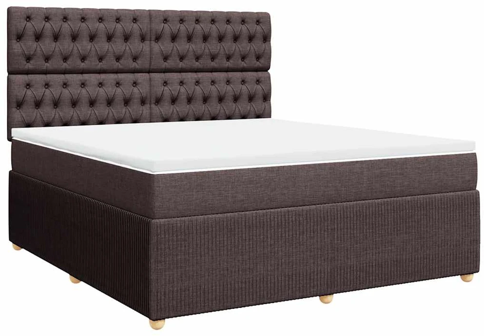 Lova su spyruoklėmis ir čiužiniu, ruda, 180x200 cm, audinys