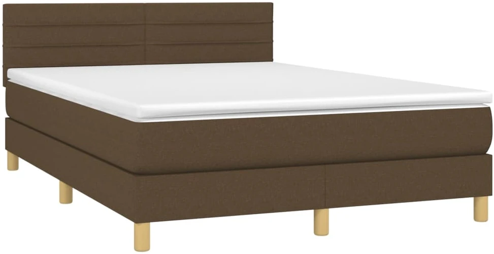 Lova su spyruoklėmis ir čiužiniu, ruda, 140x200 cm, audinys