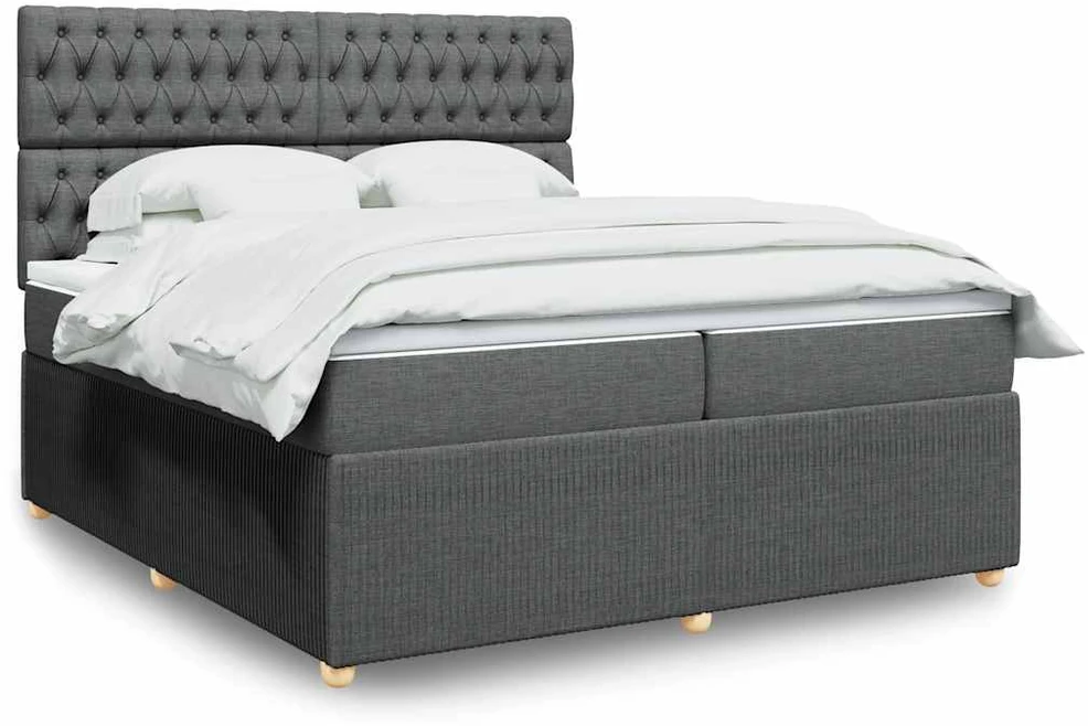 Lova su spyruoklėmis ir čiužiniu, tamsiai pilka, 200x200 cm