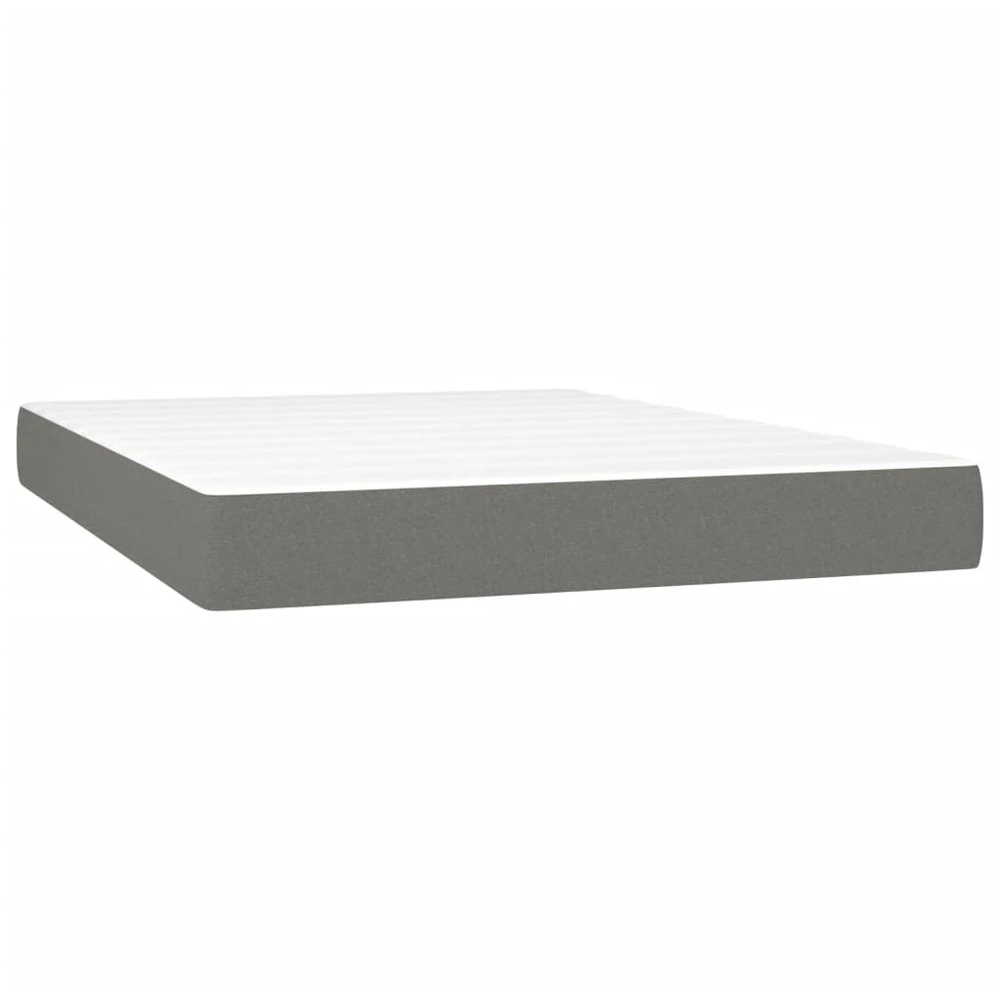 Lova su spyruoklėmis ir čiužiniu, tamsiai pilka, 140x200 cm