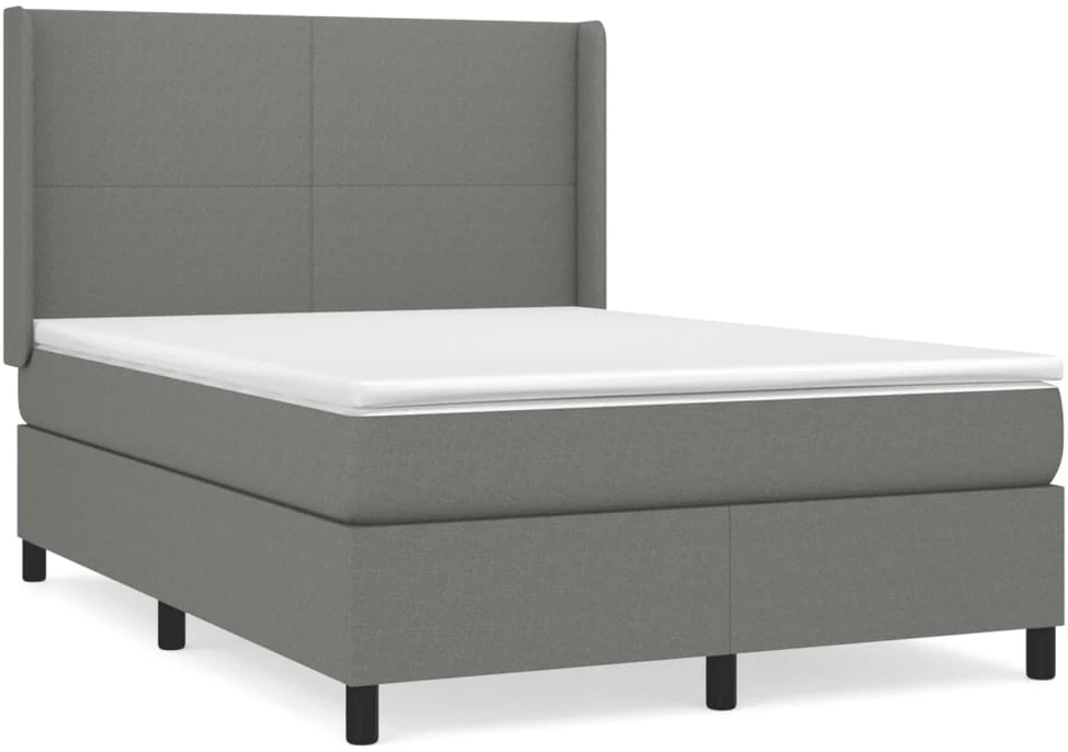 Lova su spyruoklėmis ir čiužiniu, tamsiai pilka, 140x200 cm