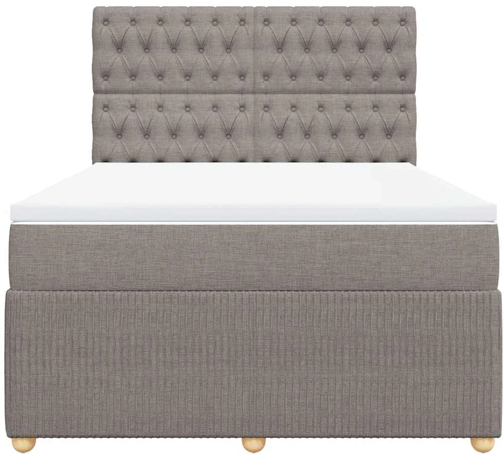 Lova su spyruoklėmis ir čiužiniu, taupe, 140x190 cm, audinys