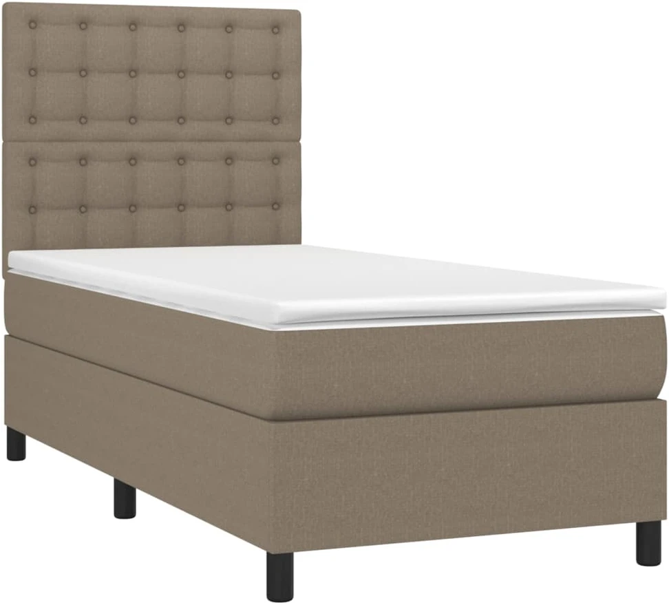 Lova su spyruoklėmis ir čiužiniu, taupe, 100x200cm, audinys