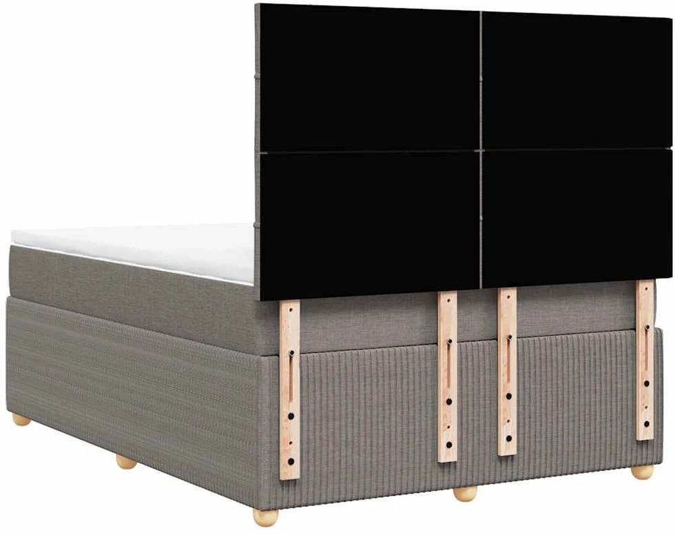 Lova su spyruoklėmis ir čiužiniu, taupe, 140x190 cm, audinys