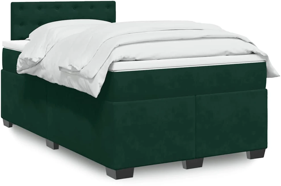 Lova su spyruoklėmis ir čiužiniu, žalia, 140x190 cm, aksomas