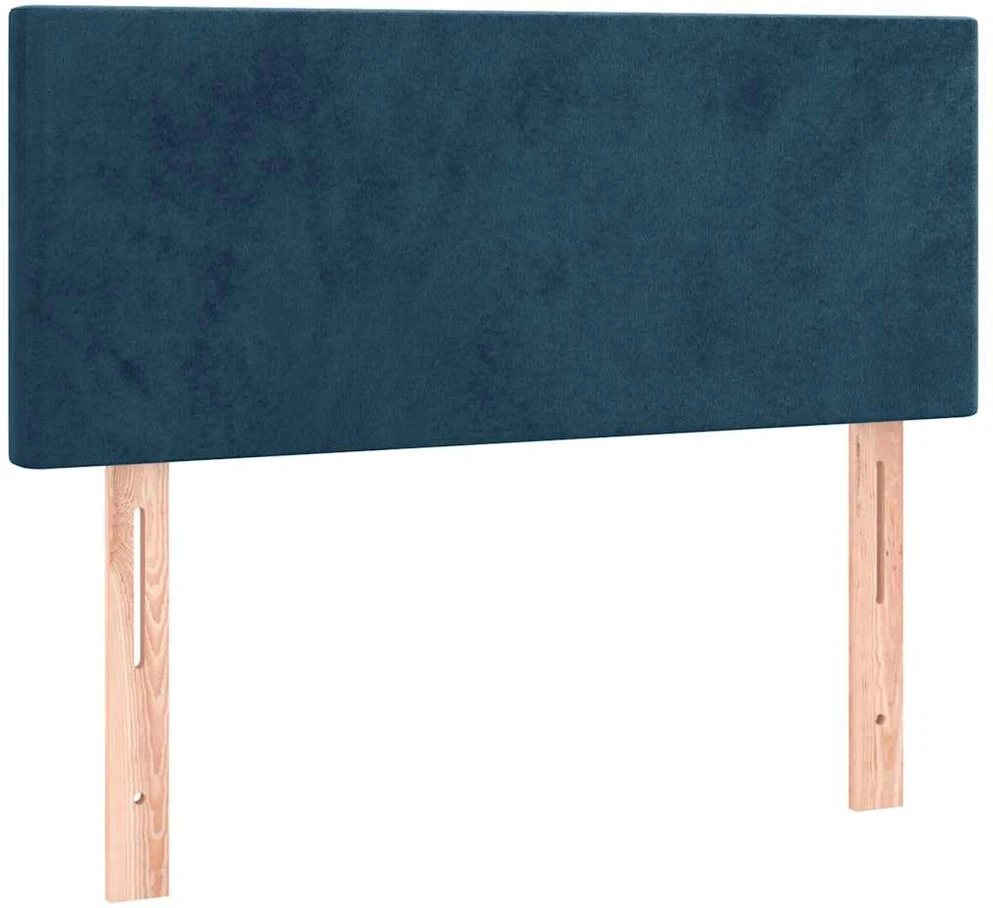 Lova su spyruoklėmis/čiužiniu/LED, mėlyna, 100x200cm, aksomas