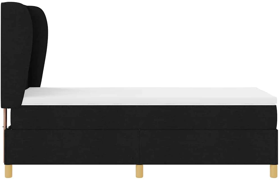 Kiemas lova su čiužiniu Juodas 200 x 90 cm audinys