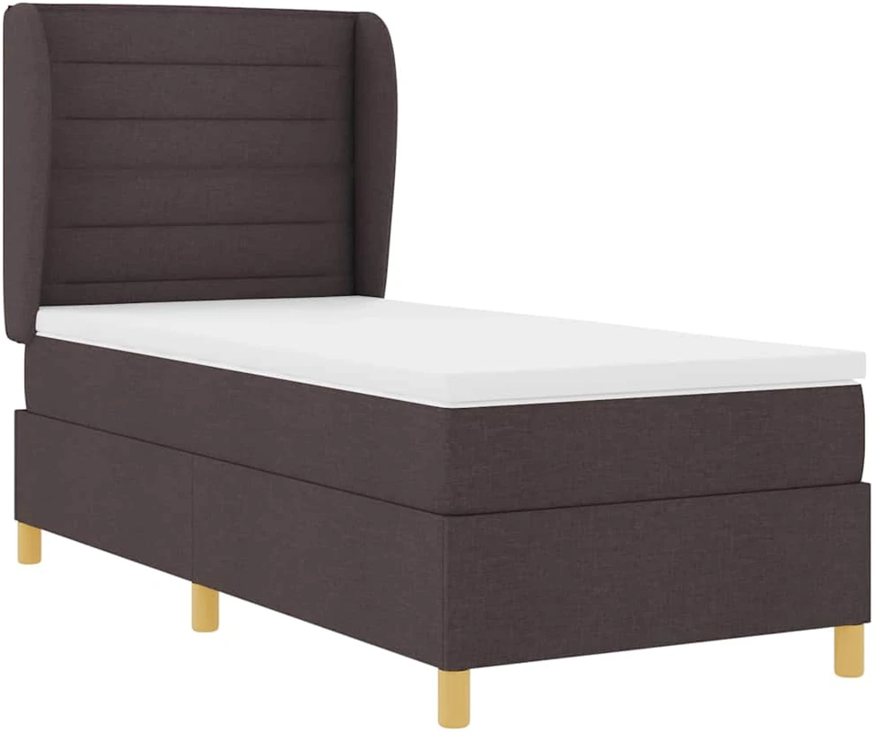 Kiemas lova su čiužiniu Tamsiai rudas 200 x 90 cm audinys