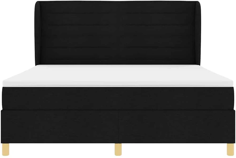 Kiemas lova su galvūgalio Juodas 200 x 180 cm audinys