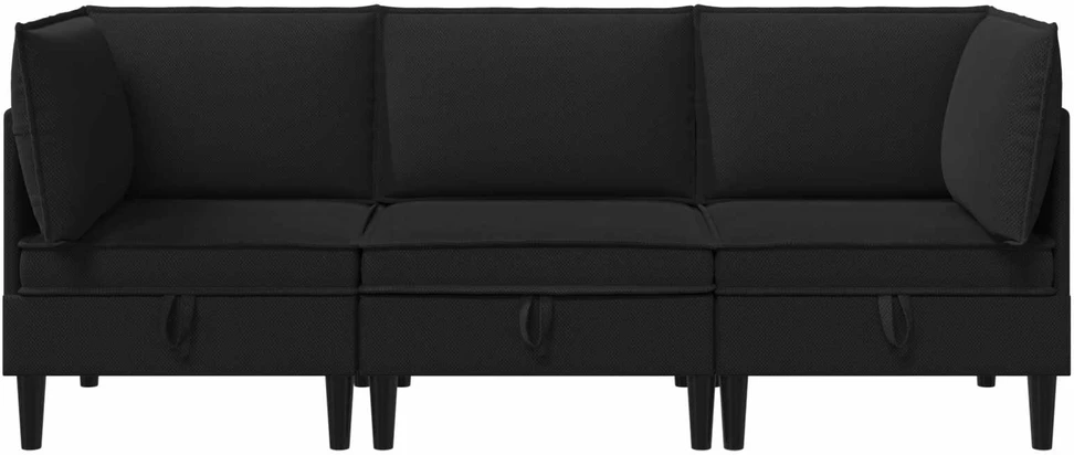 Sofa Svetainės baldų komplektas 3 vnt. Juoda Audinys