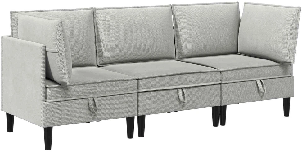 Sofa Svetainės baldų komplektas 3 vnt. Šviesiai pilka Audinys