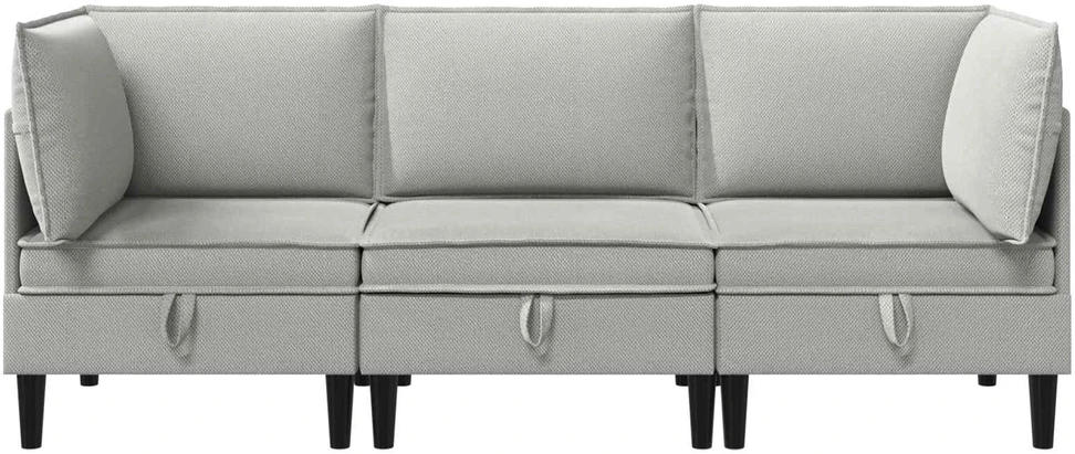 Sofa Svetainės baldų komplektas 3 vnt. Šviesiai pilka Audinys