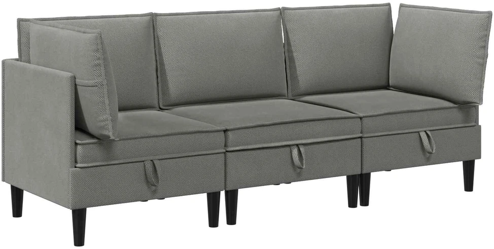 Sofa Svetainės baldų komplektas 3 vnt. Tamsiai pilka Audinys