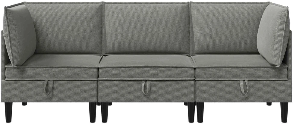 Sofa Svetainės baldų komplektas 3 vnt. Tamsiai pilka Audinys