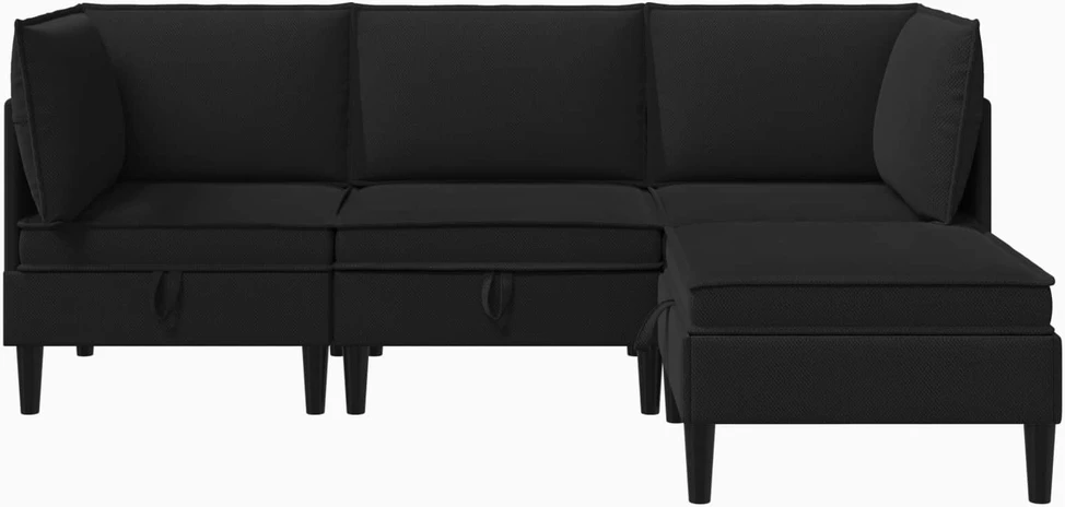 Sofa Svetainės baldų komplektas 4 vnt. Juoda Audinys