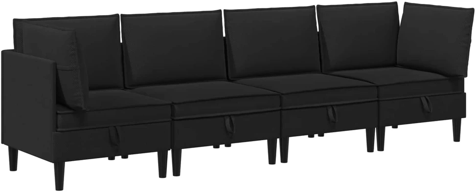 Sofa Svetainės baldų komplektas 4 vnt. Juoda Audinys