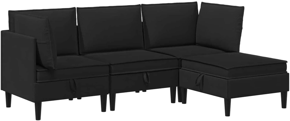 Sofa Svetainės baldų komplektas 4 vnt. Juoda Audinys