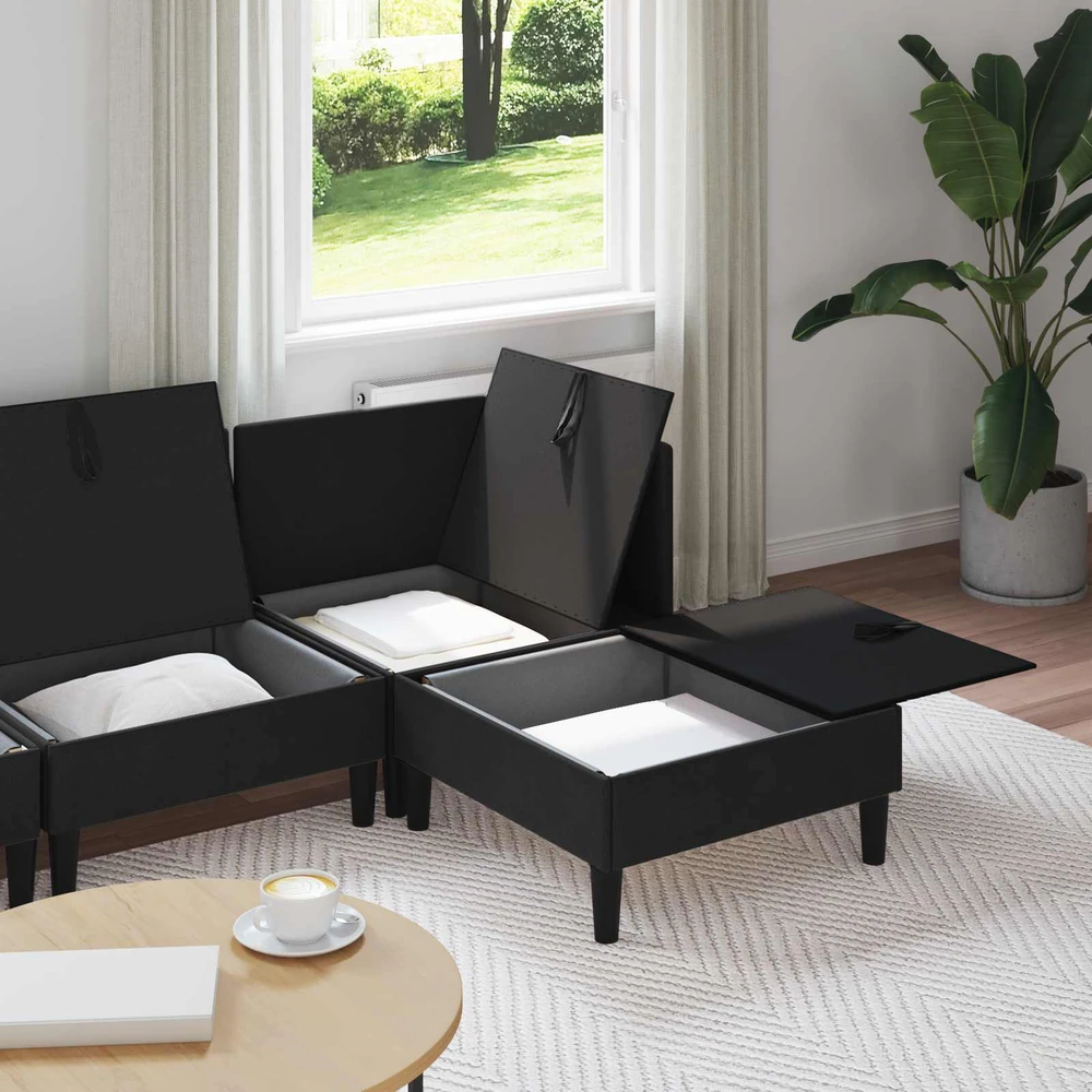 Sofa Svetainės baldų komplektas 4 vnt. Juoda Audinys