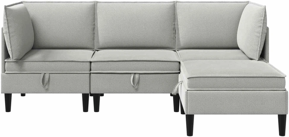 Sofa Svetainės baldų komplektas 4 vnt. Šviesiai pilka Audinys