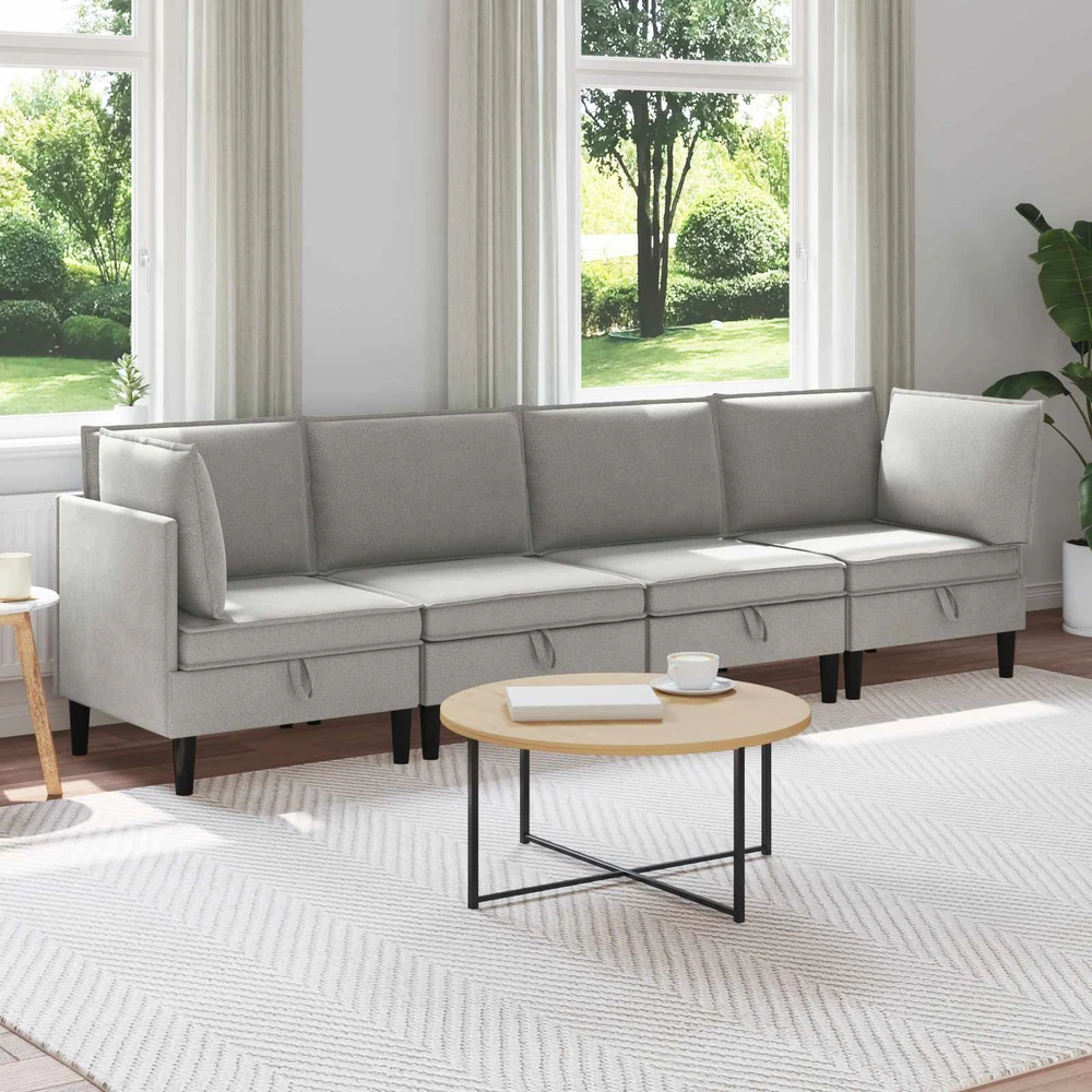 Sofa Svetainės baldų komplektas 4 vnt. Šviesiai pilka Audinys